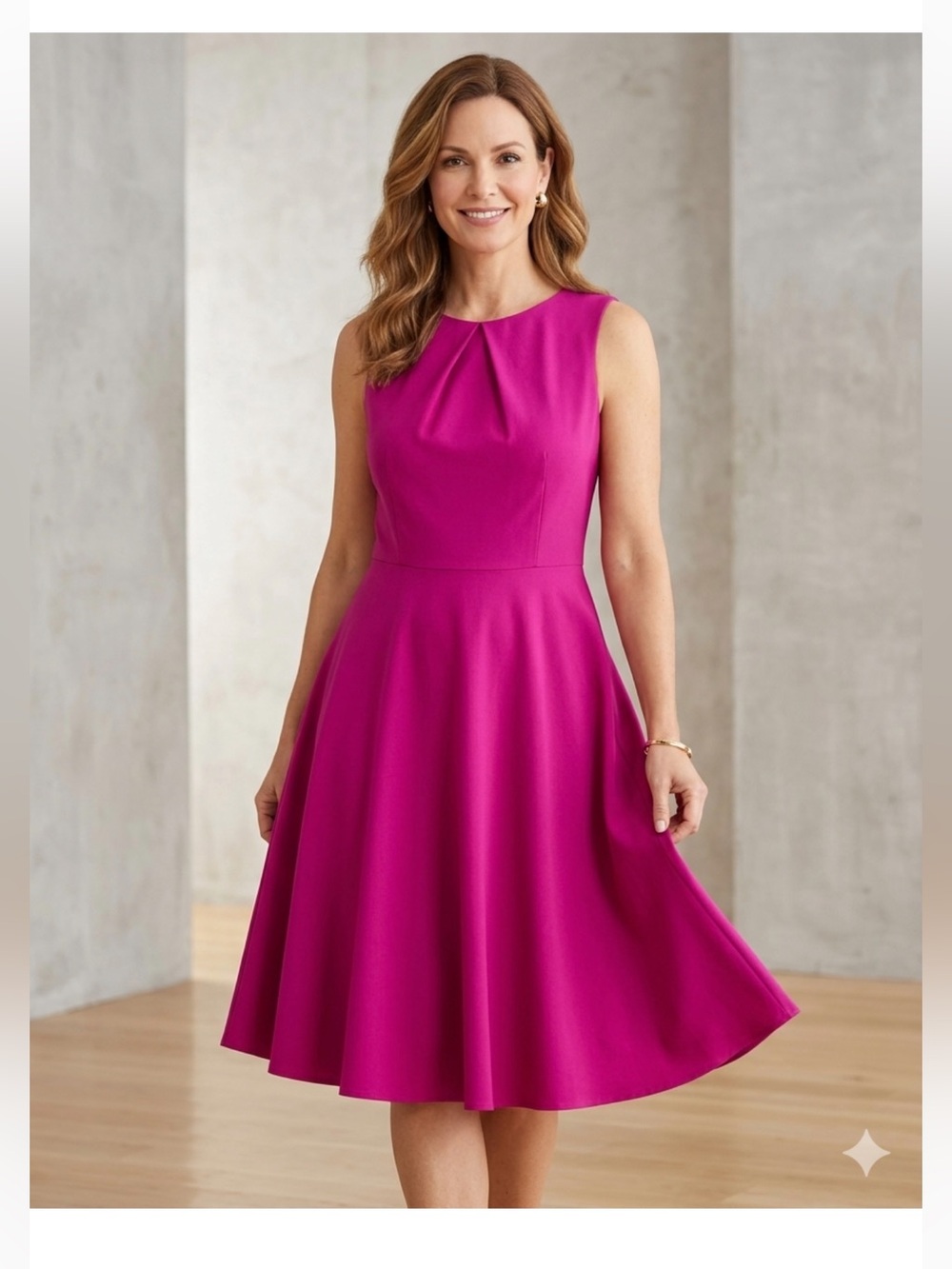 AGB fuchsia purple dress size 16 flared sleeveless casual party career